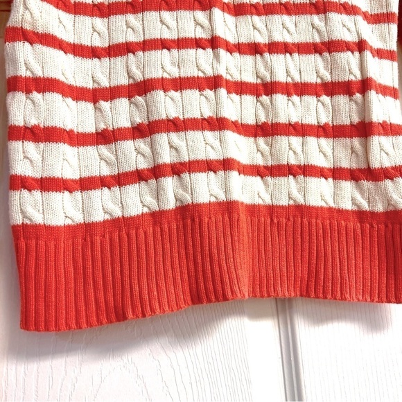 LILLY PULITZER Y2K Cable Knit Crew Neck Coral Striped Cotton Sweater Size S - Picture 6 of 10